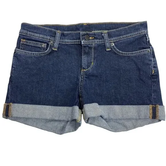 PATAGONIA Cuffed Hem Denim Shorts Sz 26 Blue - Picture 2 of 10